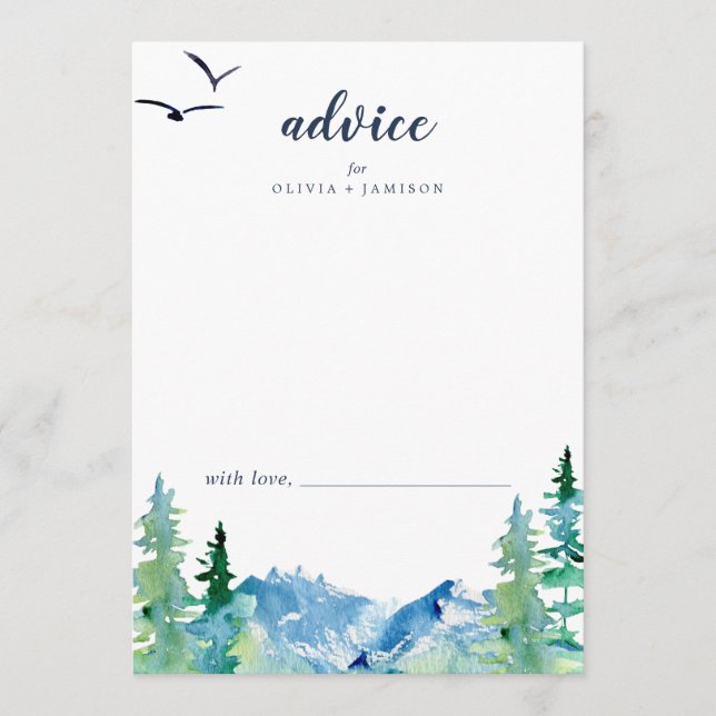 Rocky Mountain Destination Wedding Advice Card (Front)