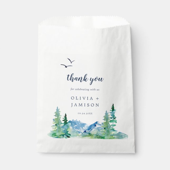 Rocky Mountain Destination Wedding Thank You Favour Bags (Front)