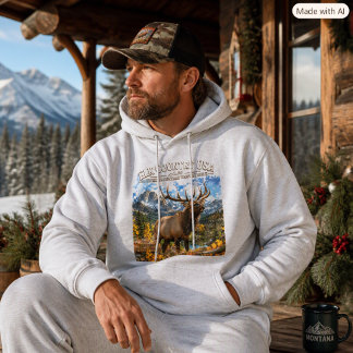 Rocky Mountain Elk Hunting Trophy Bull Mens Gift Hoodie