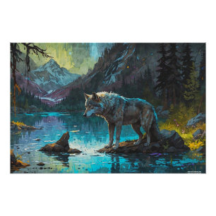 Rocky Mountain Grey Wolf Art Poster