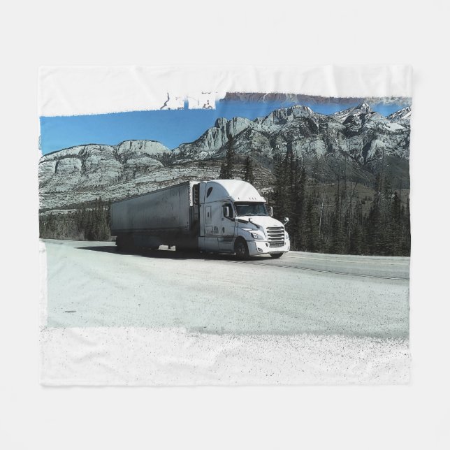 Rocky Mountain Haulier - Freight Truck Driver Fleece Blanket (Front (Horizontal))