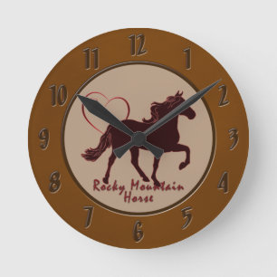 Rocky Mountain Horse Hearts Round Clock