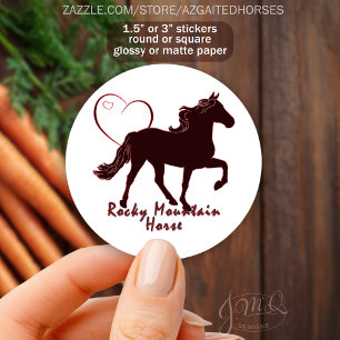 Rocky Mountain Horse Silhouette Heart Equestrian Classic Round Sticker