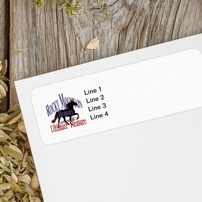 Rocky Mountain Horses Ultimate Pleasure (Rocky Mountain Horses return address label with horse silhouette logo and customizable name and addy)