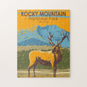Rocky Mountain National Park Colorado Elk Vintage Jigsaw Puzzle