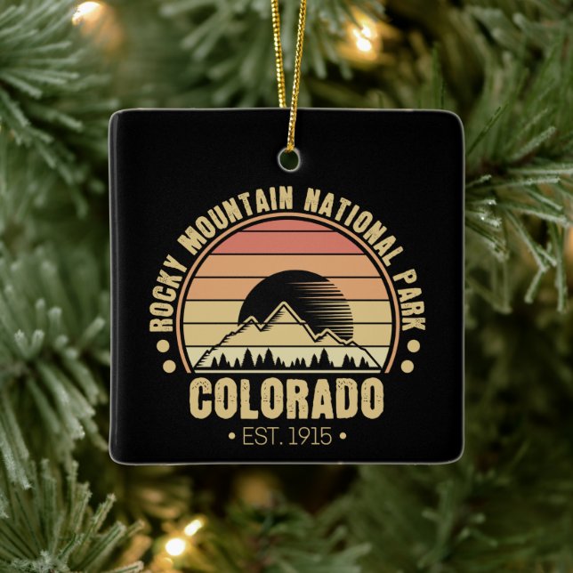 Rocky Mountain National Park Colorado Rerto Ceramic Ornament (Tree)
