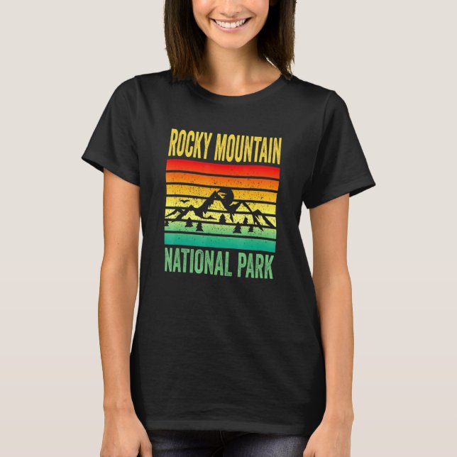 Rocky Mountain National Park Colorado Retro Sunset T-Shirt (Front)
