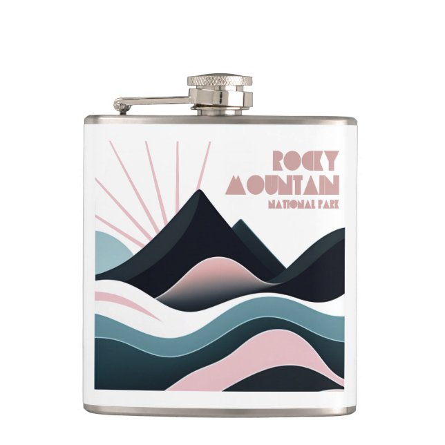 Rocky Mountain National Park Coloured Hills Hip Flask (Front)