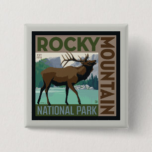 Rocky Mountain National Park   Elk 15 Cm Square Badge