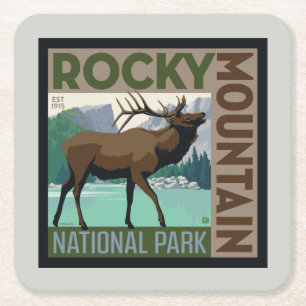 Rocky Mountain National Park   Elk Square Paper Coaster