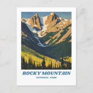 Rocky Mountain National Park illustration retro Cl Postcard