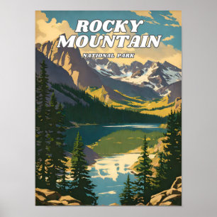 Rocky Mountain National Park illustration retro De Poster