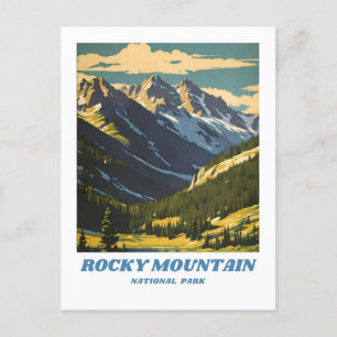 Rocky Mountain National Park illustration retro Sc Postcard