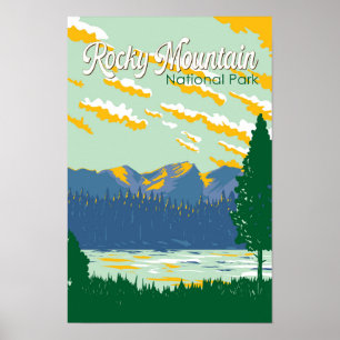 Rocky Mountain National Park Illustration Travel Poster