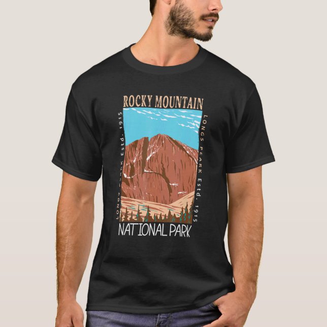 Rocky Mountain National Park Longs Peak Distressed T-Shirt (Front)