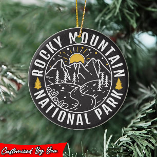 Rocky Mountain National Park Minimalist Souvenirs Ceramic Tree Decoration