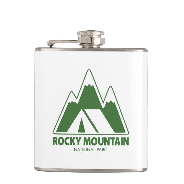 Rocky Mountain National Park Mountains Camping Hip Flask (Front)