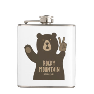 Rocky Mountain National Park Peace Bear Hip Flask