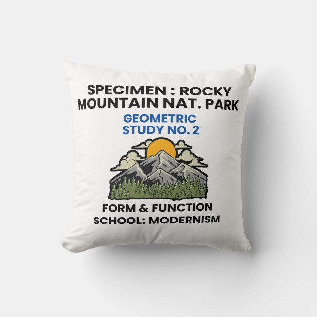 Rocky Mountain National Park Retro Specimen Cushion (Front)