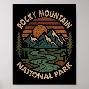 Rocky Mountain National Park Retro Sunset Mountain Poster