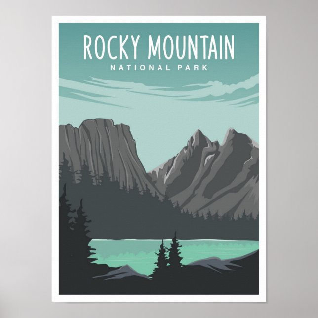 Rocky Mountain National Park Travel Illustration Poster (Front)