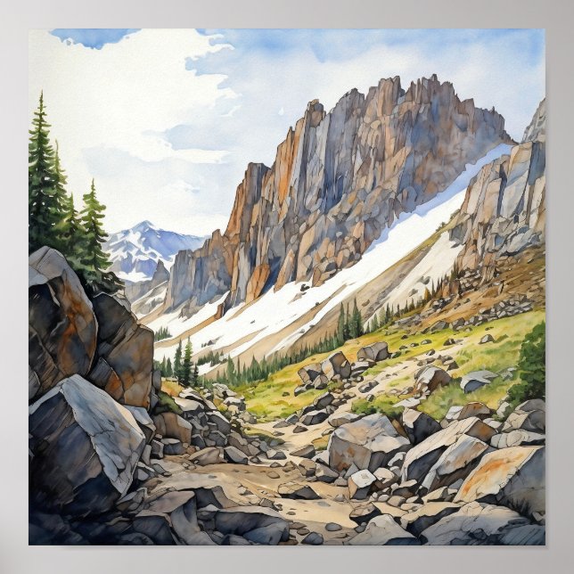 Rocky Mountain National Park Watercolor Poster (Front)