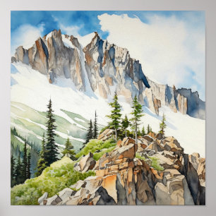 Rocky Mountain National Park Watercolor Poster