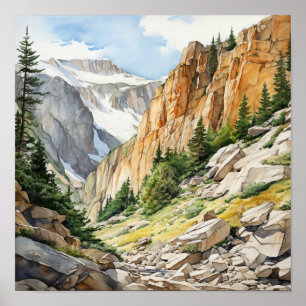 Rocky Mountain National Park Watercolor Poster