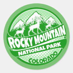 Rocky Mountain Park Colorado green logo stickers