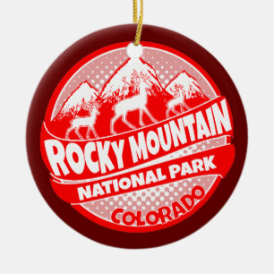 Rocky Mountain Park Colorado red holiday ornament