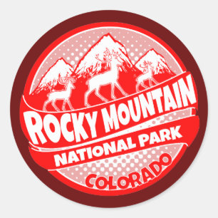 Rocky Mountain Park Colorado red logo stickers