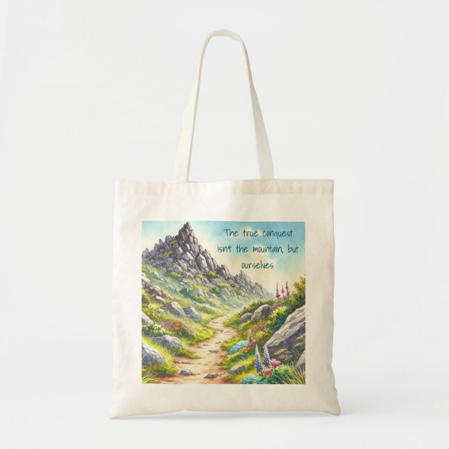 Rocky Mountain Path & Quote Tote Bag (Front)