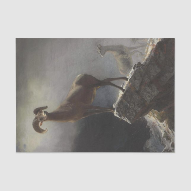 Rocky Mountain Sheep by Albert Bierstadt Decoupage Tissue Paper (Front)