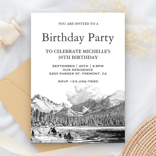 Rocky Mountain Sketch Birthday Party Invitation (Creator Uploaded)