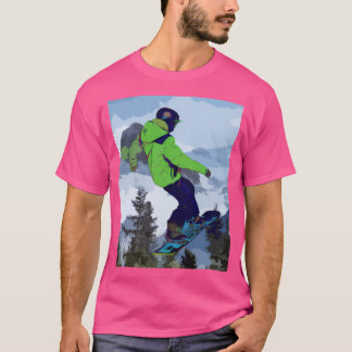 Rocky Mountain Snowboarder - Three Sisters Mountai T-Shirt