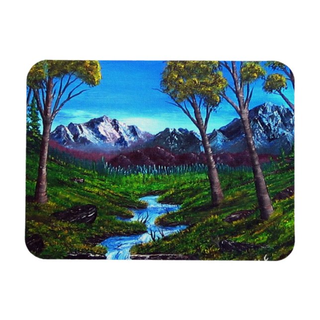 Rocky Mountain Stream Trees Vista Magnet (Horizontal)