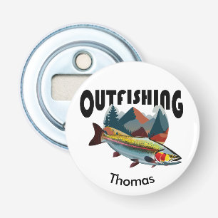 Rocky Mountain Trout Fishing "Outfishing" Bottle Opener