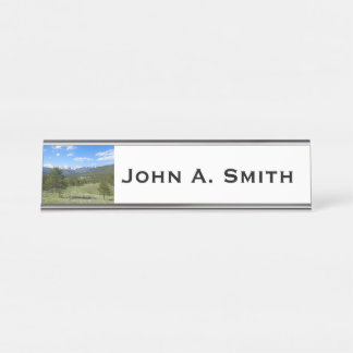 Rocky Mountain View Scenic Landscape Desk Name Plate