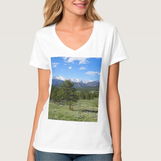 Rocky Mountain View Scenic Landscape T-Shirt (Front)