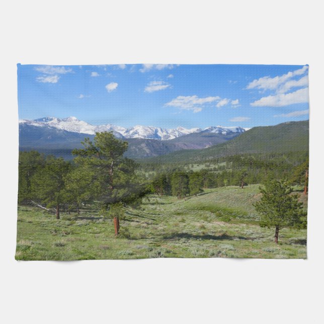 Rocky Mountain View Scenic Landscape Tea Towel (Horizontal)