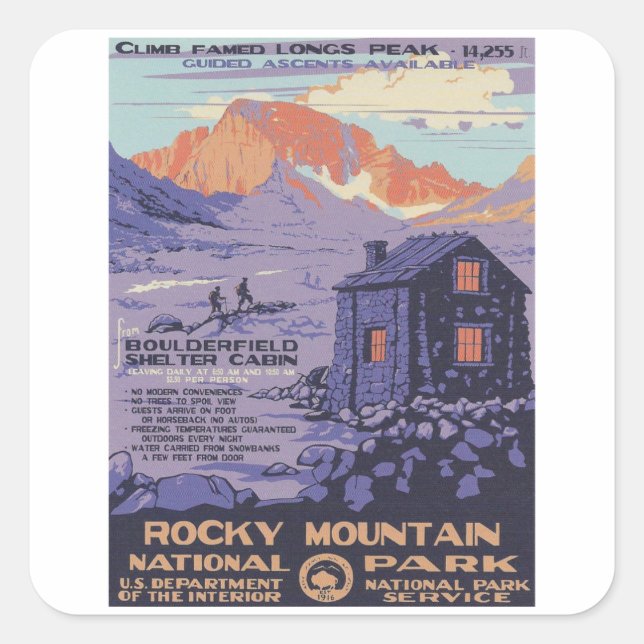 Rocky Mountain - Vintage Travel Square Sticker (Front)