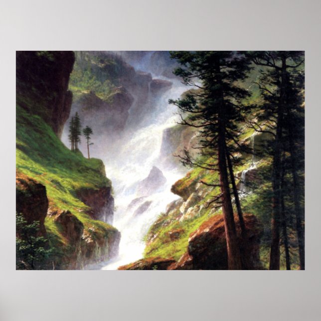 Rocky Mountain Waterfall - Albert Bierstadt Poster (Front)