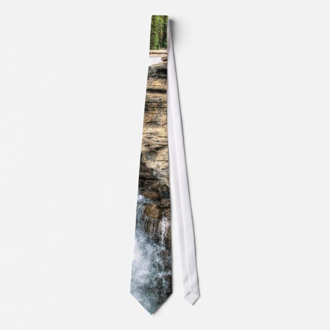 Rocky Mountain Waterfall Nature Photo Tie (Front)