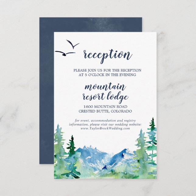 Rocky Mountain Wedding Reception Insert Card (Front/Back)