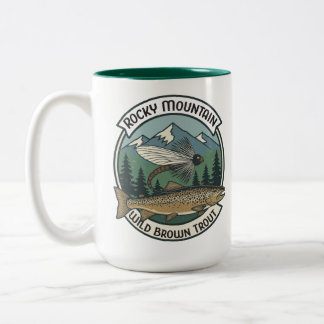 Rocky Mountain Wild Brown Trout Fly Fishing Two-Tone Coffee Mug