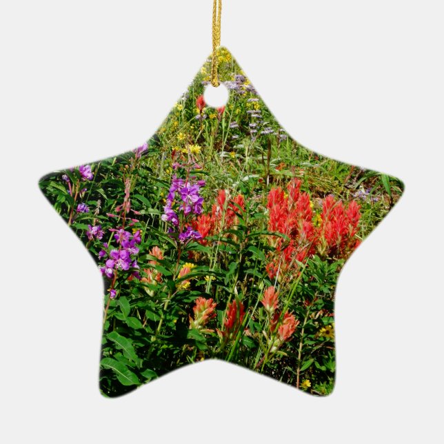 Rocky Mountain Wildflowers Ceramic Tree Decoration (Front)