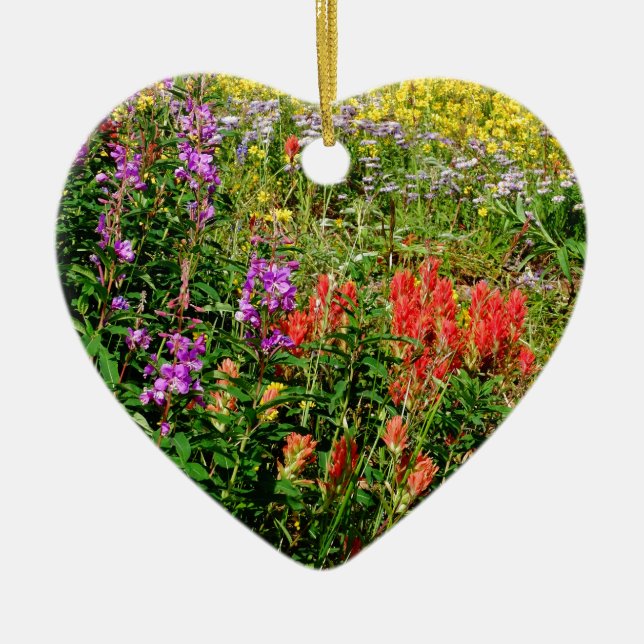 Rocky Mountain Wildflowers Ceramic Tree Decoration (Front)