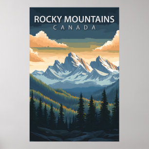 Rocky Mountains Canada Travel Alberta & BC Peak Poster