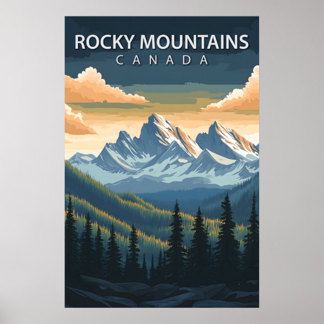 Rocky Mountains Canada Travel Alberta & BC Peak Poster (Front)