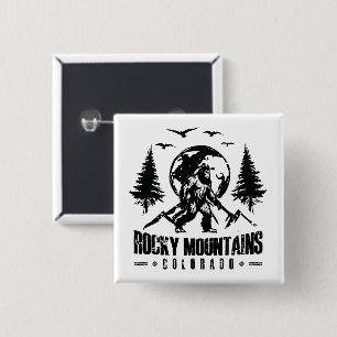 Rocky Mountains Colorado Bigfoot Vintage Hiking 15 Cm Square Badge